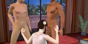 Pale 3D cartoon babe getting double teamed hard