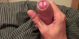 Bed uncut foreskin gaming closeup cum