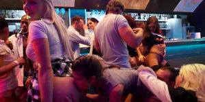 DRUNKSEXORGY - Lesbian clubbers gets fucked in public