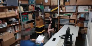 Teen thief caught by security and fucked in his back office