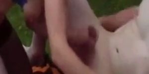 Amateur - Redhead Mature Outdoor DP MMF Threesome - video 1