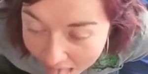 Dumb pawg gets face covered in my cum