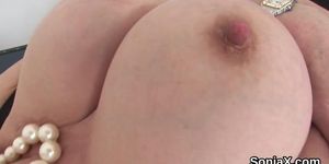 Adulterous british milf lady sonia displays her huge tits