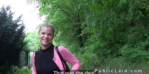 Cute Czech teen flashing perfect tits in public