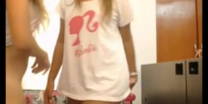 Sexy teens tease stripp on webcam
