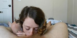 Wife gets Facial CumShot after Slow Passionate POV Blowjob.