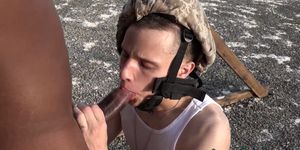 Soldier cocksucking before anal