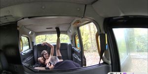 Nasty lady licked and gets anal rammed hard in the taxi