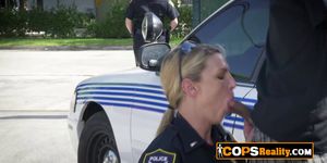 Getting laid in public is the best these busty horny female cops can do