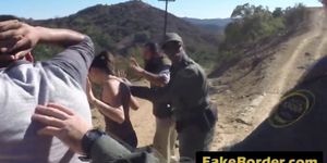 Teen gets banged by black border guard outdoors