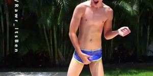OMG LEAKED TIKTOK young 18 year old twink bares it all dancing next to the pool!
