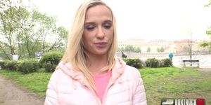 Playful blonde Crystal Caytlin likes sex in public