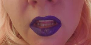 First time mouth and breath sounds with purple lipstick
