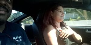 Showing a nipple on car ride (Nicole Aniston)