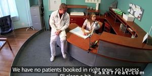 Nurse and doctor fucking at reception