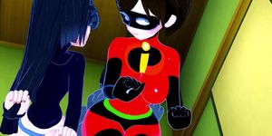 Mrs. Incredible and her daughter suck and screw a big dick.