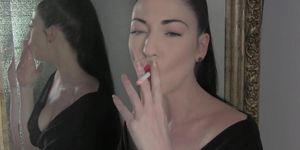 The incredible Vanessa smoking sexy with some dangles as a brunette