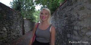 Czech beauty bangs in public for money