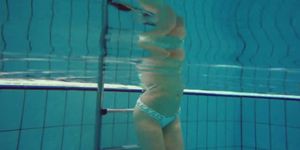 Swimming pool beauty mermaid Diana Zelenkina
