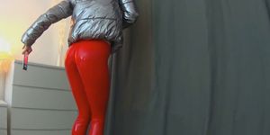 Red Latex PVC Leggings