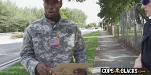 Fake soldier is caught lying to horny perverted milf cops