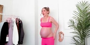 Big Preggo Girl Trying on Pre-Pregnancy Clothes