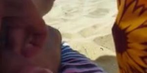 Jerking for Girl at Beach