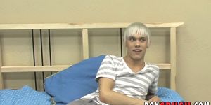 BOY CRUSH - Young gay man playing with his dick during an interview