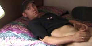 Straight skater in solo masturbation