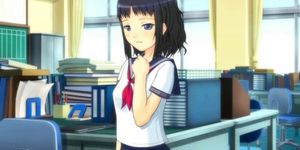 Anime cutie in school uniform masturbating pussy