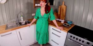 Mature redhead Red XXX fingers herself in the kitchen - video 1