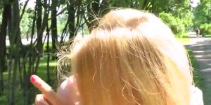 POV blowjob & sex with natural blonde