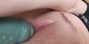 Cazzi's Soaked Tight Pink Pussy Takes Bad Dragon Flint (MONSTER COCK)
