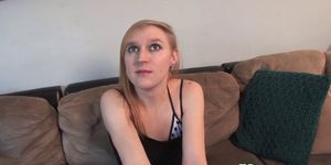 TS-CASTING COUCH - Casting tranny spreads her tight asshole
