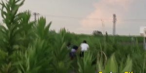 Asians piss off footpath - video 1