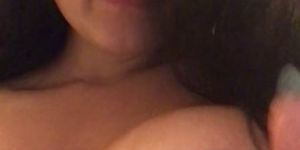 Sexy Arab girl sucks on her huge tits and plays with herself in Arabic