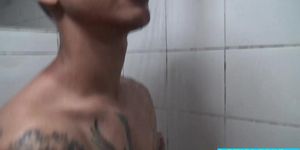 Straight latino gets an offer in the shower for pov sex