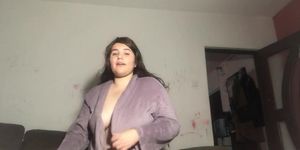 Teen latina is playing with herself and teasing daddy
