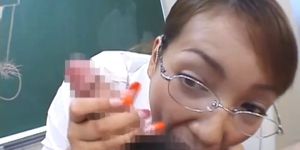 ZENRA | SUBTITLED JAPANESE AV - Classic JAV CFNM teacher handjob blowjob demonstration