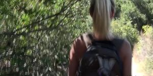 Teenage hiker sucking pov