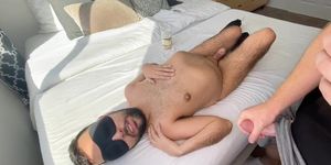 Disabled Guy Blindfolded & Stroked & Choked by Male Caregiver (full video on OnlyFans)