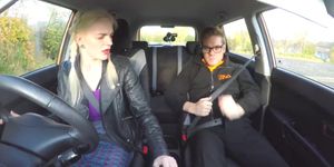 Fake Driving School Crazy hot redhead fucks car gearstick after lesson (Diverse Stacey)