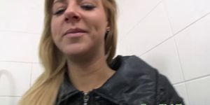 Hot blonde amateur sucking cock