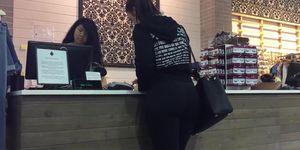 Candid fit teen big ass in tight black spandex