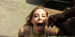 Real step teen guzzles cum