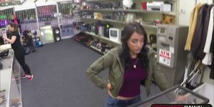 A heated nasty sex act in the pawnshop with Latina Jessi