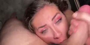 My stepmother lets me cum on her face