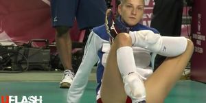 Stretching by a gorgeous Russian volleyball pl ...