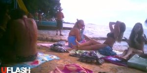 hidden cam bulge on beach teens laughting