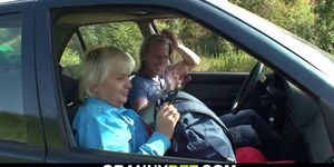 GRANNYBET - Old granny is picked up and fucked in the car